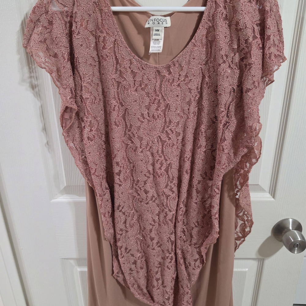 Enfocus Studio Dusty Rose Lace Midi Dress